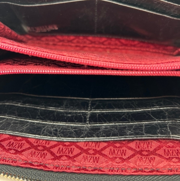 Authentic MZ Wallace Genuine Leather Black and Red Tassle Zip Wallet - Picture 3 of 7